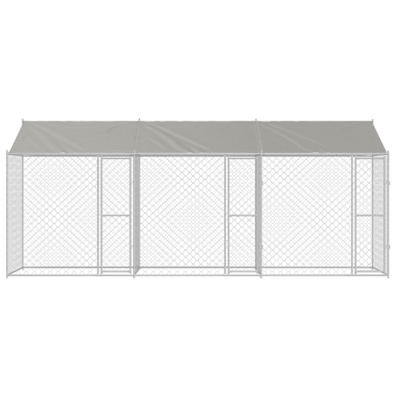 Kavez za psa s krovom Srebrno 600 x 200 x 256 cm Čelik i PE
