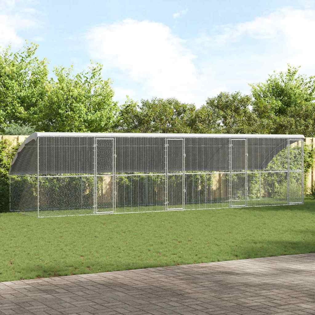 Kavez za piliće 4 pcs Srebrno 800 x 200 x 200 cm Cinkani čelik
