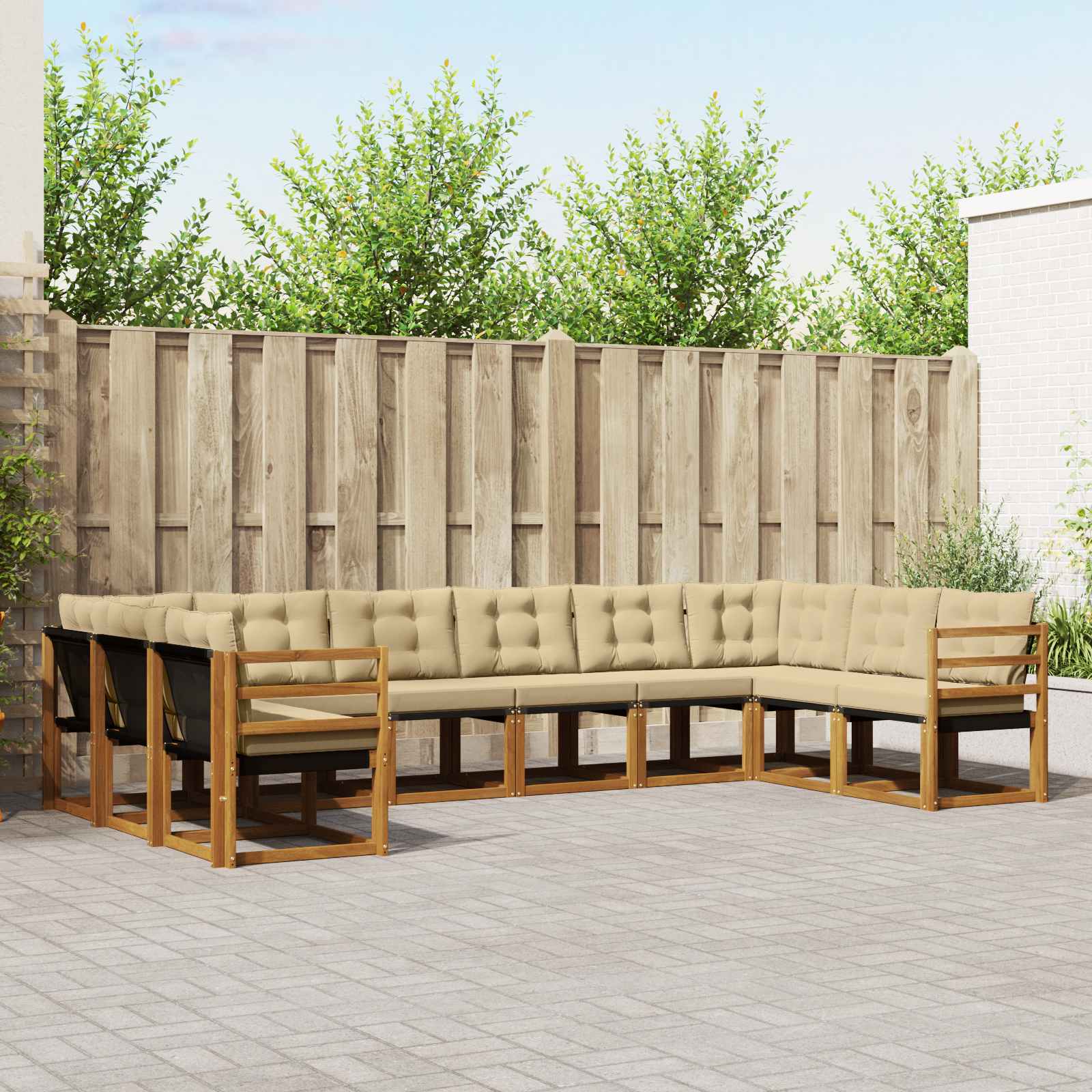Set vanjskih sofa s jastukom 10 pcs Prirodna i bež