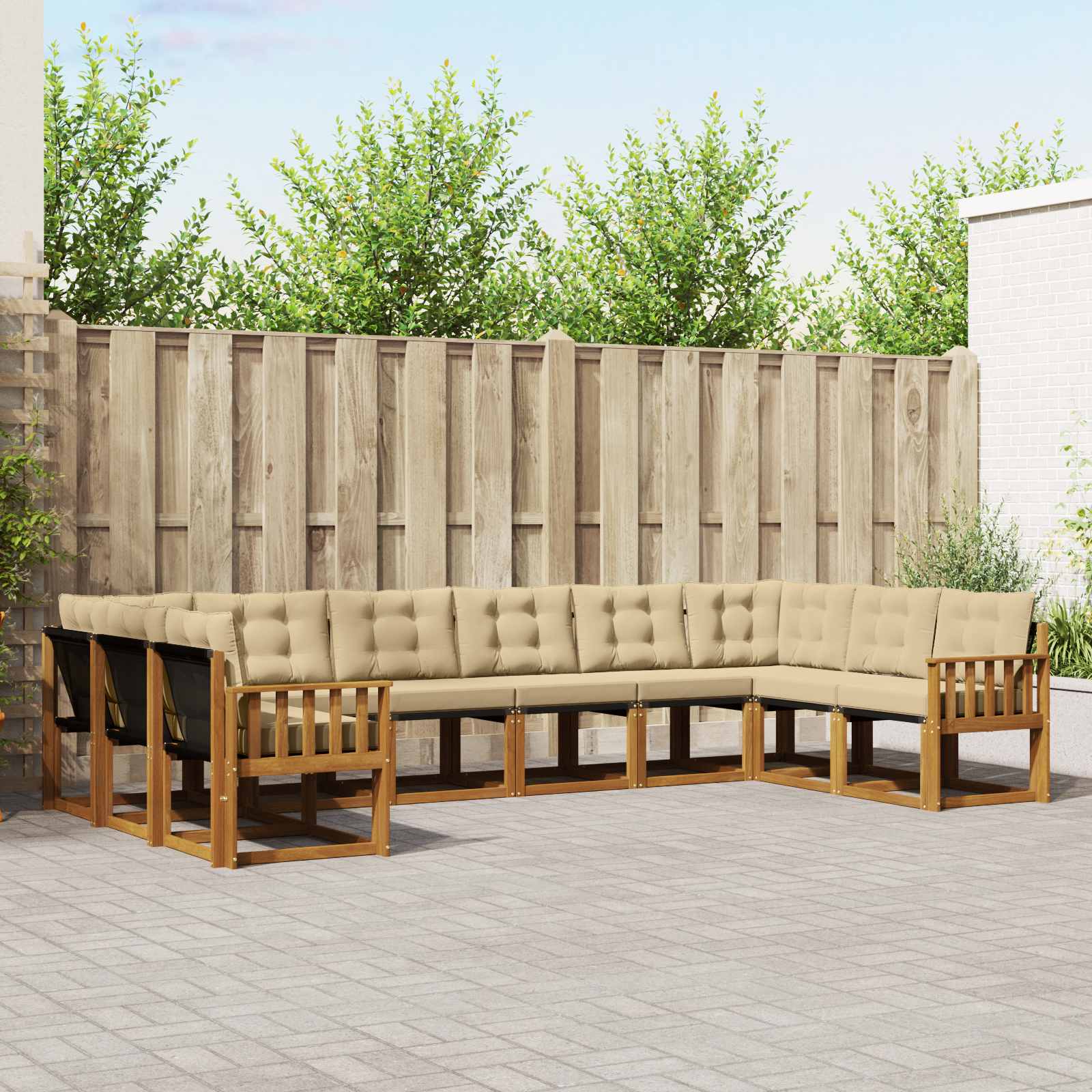 Set vanjskih sofa s jastukom 10 pcs Prirodna i bež