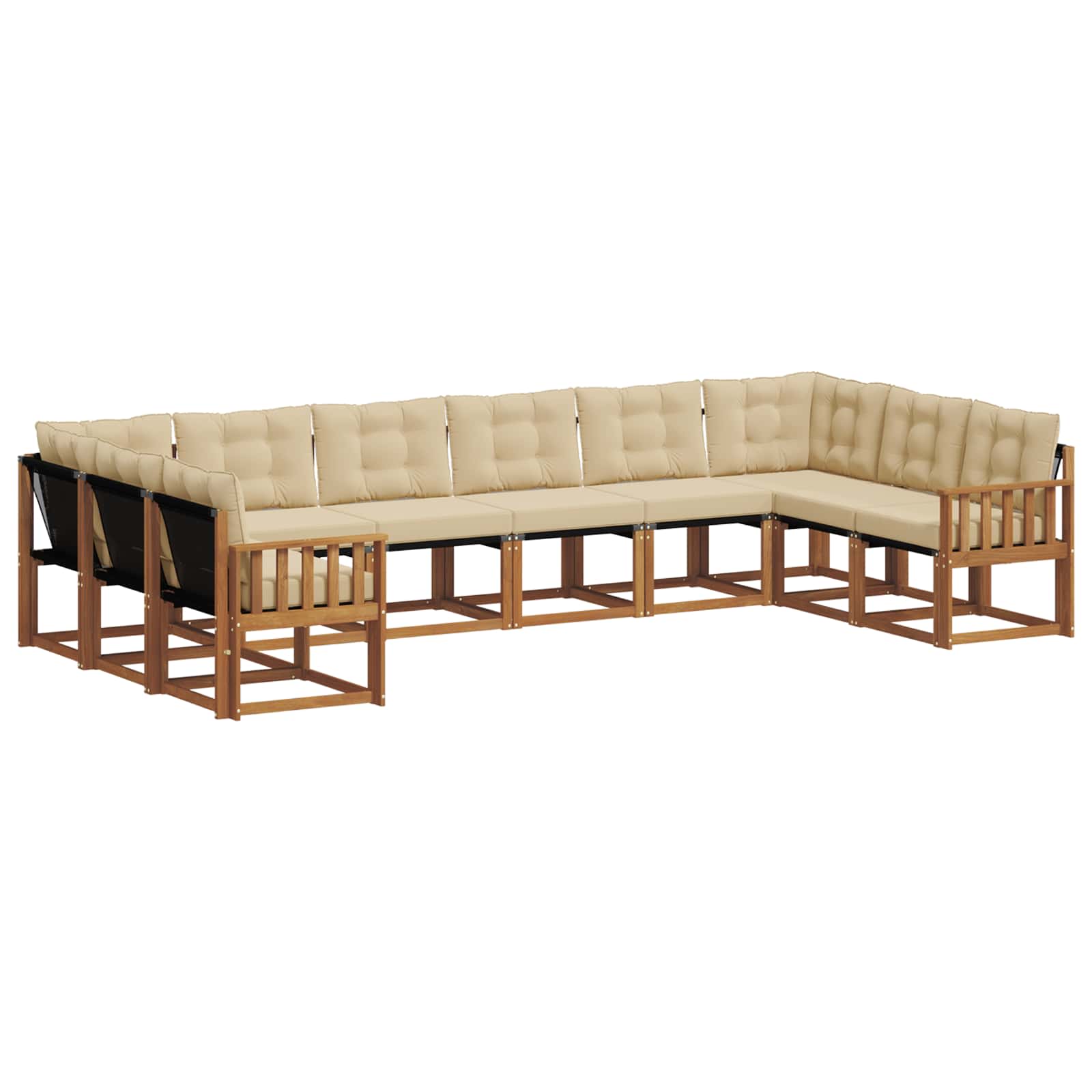 Set vanjskih sofa s jastukom 10 pcs Prirodna i bež