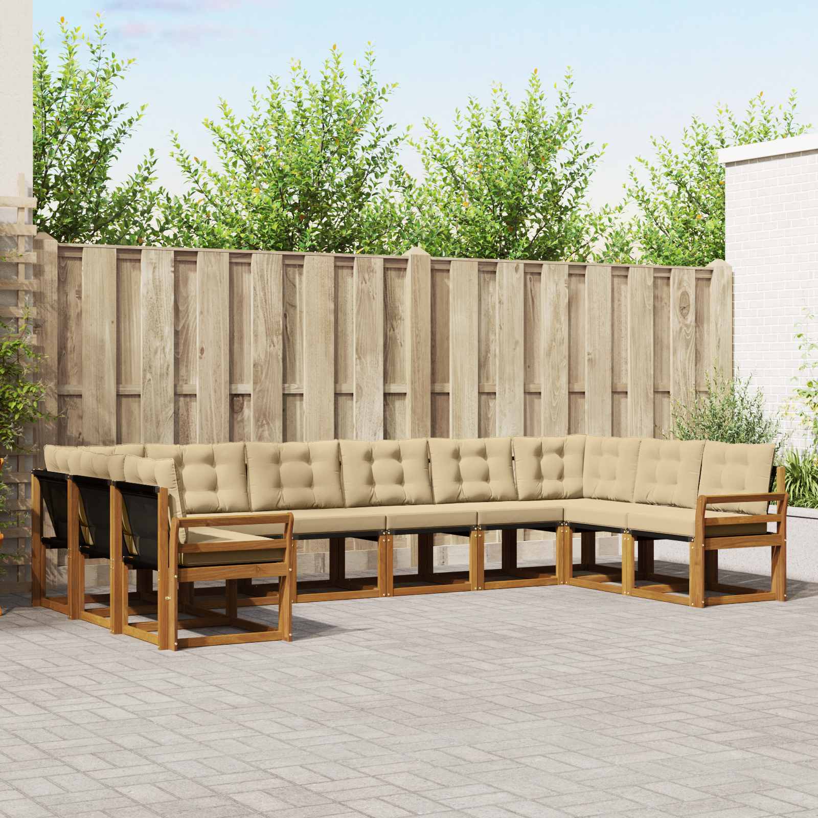 Set vanjskih sofa s jastukom 10 pcs Prirodna i bež