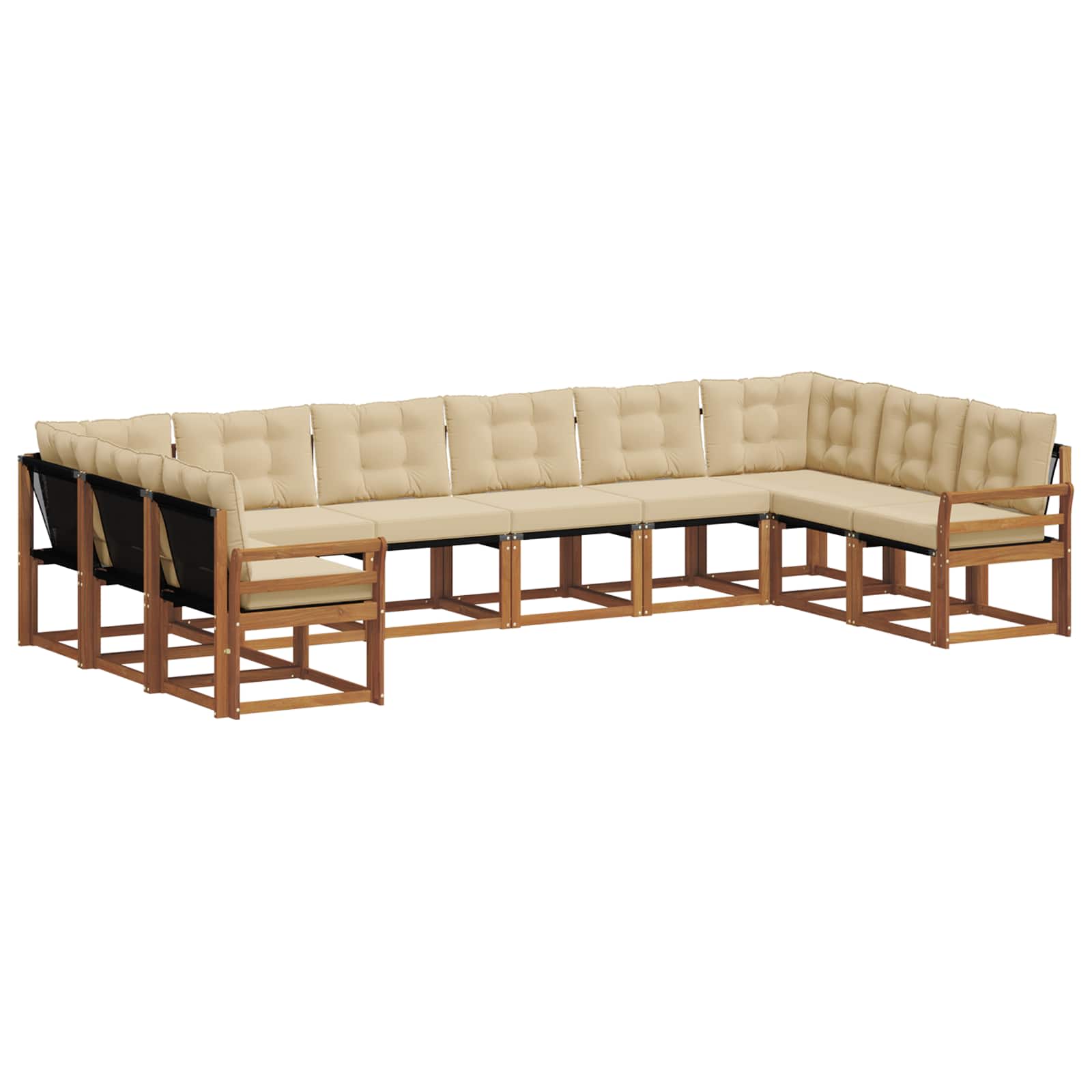 Set vanjskih sofa s jastukom 10 pcs Prirodna i bež