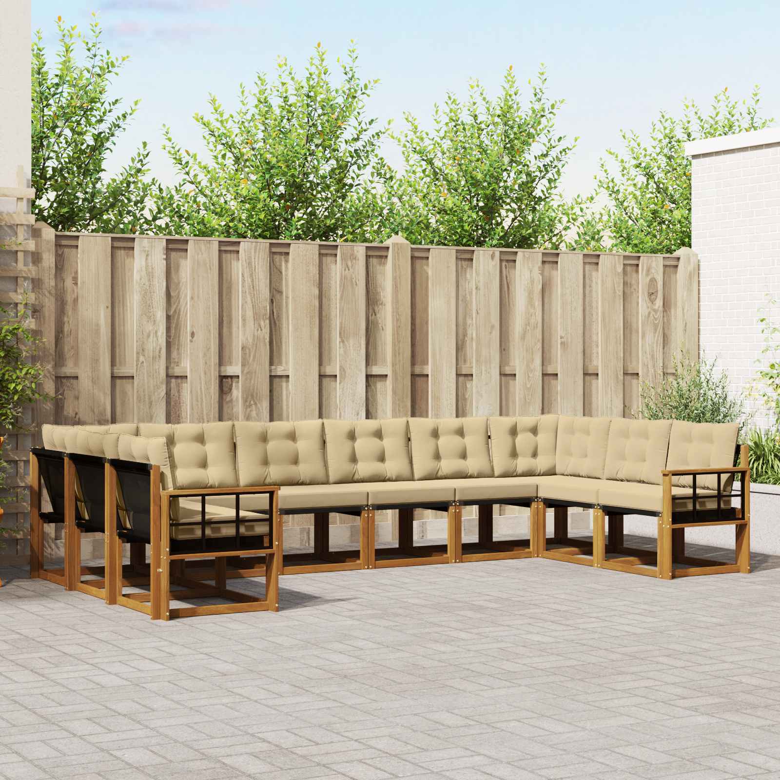Set vanjskih sofa s jastukom 10 pcs Prirodna i bež