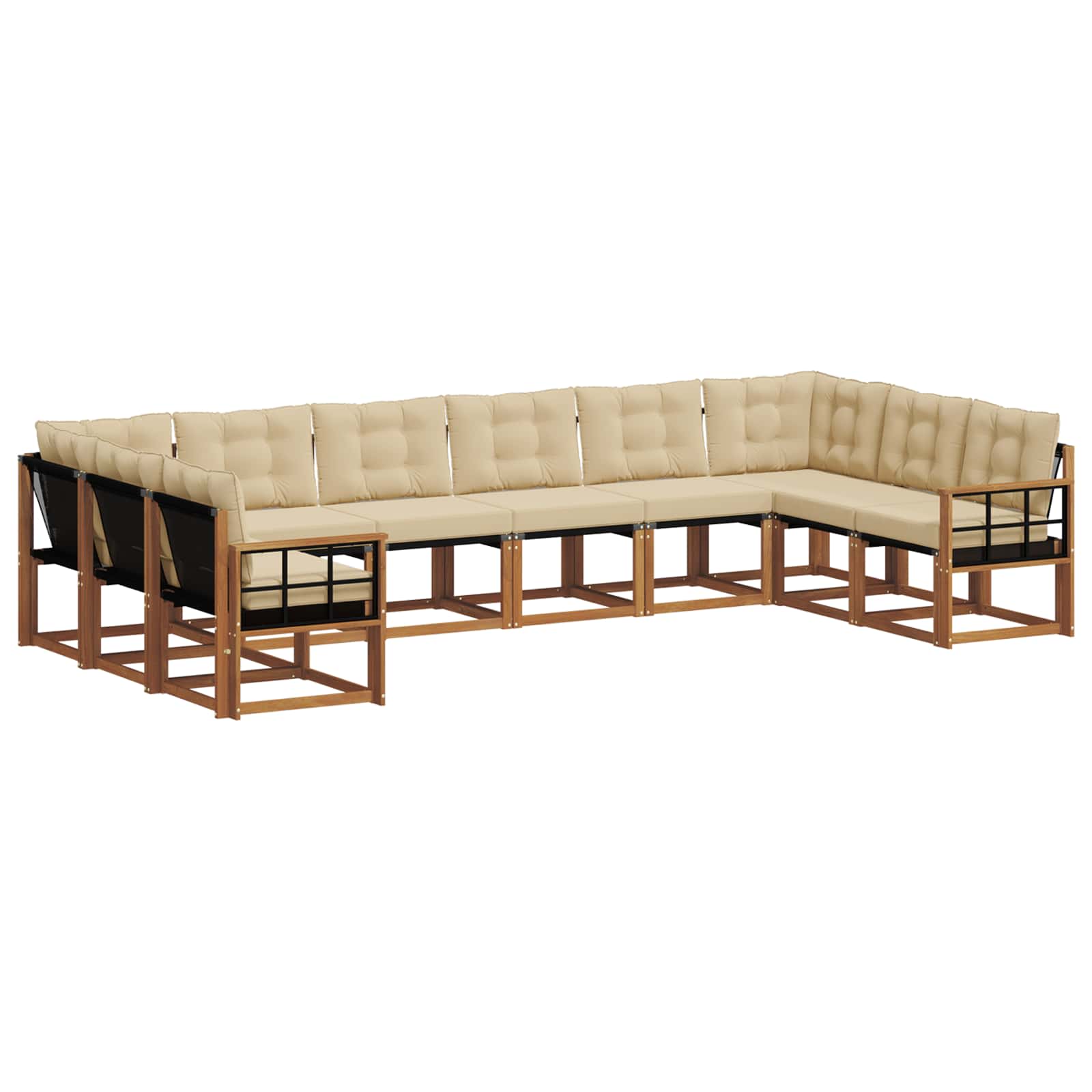 Set vanjskih sofa s jastukom 10 pcs Prirodna i bež
