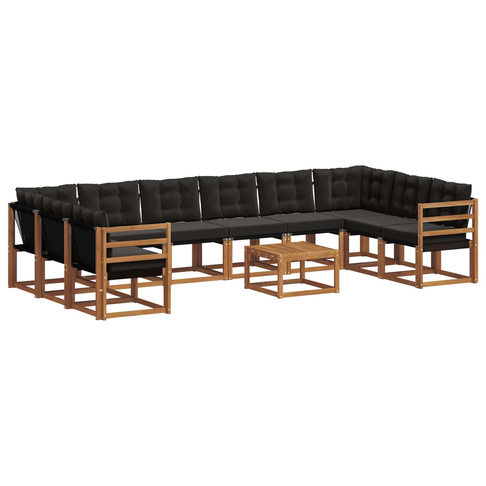 Set vanjskih sofa s jastukom 11 pcs Prirodna i crna