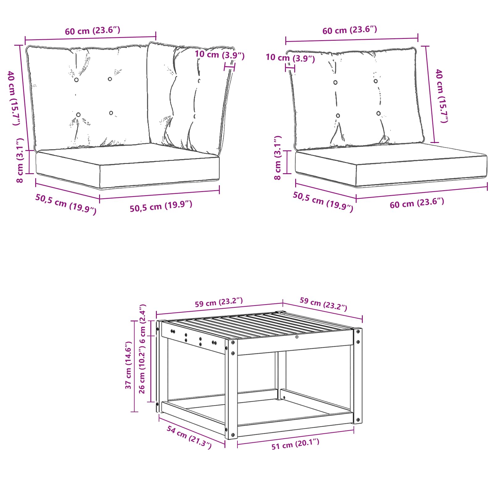 Set vanjskih sofa s jastukom 11 pcs Prirodna i crna