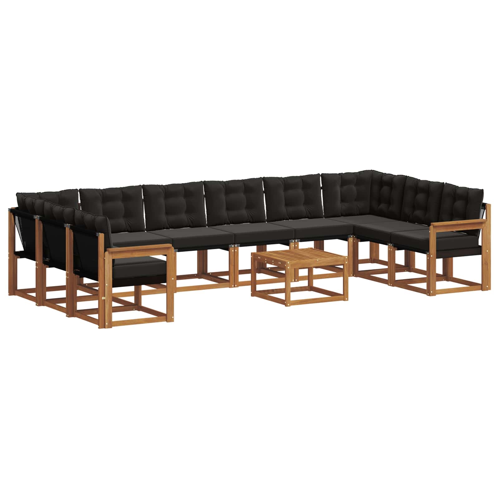 Set vanjskih sofa s jastukom 11 pcs Prirodna i crna