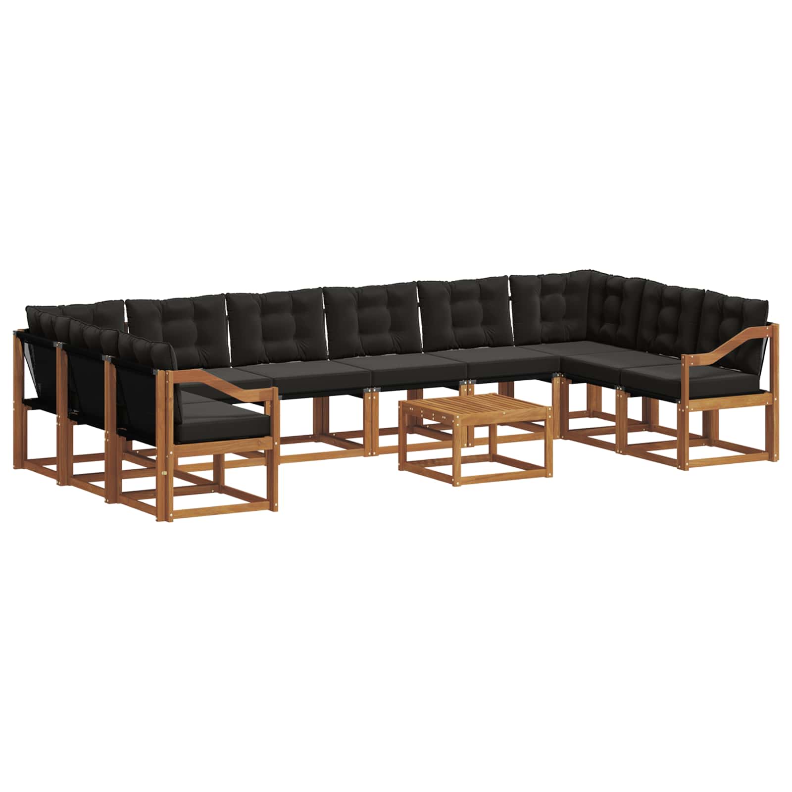 Set vanjskih sofa s jastukom 11 pcs Prirodna i crna