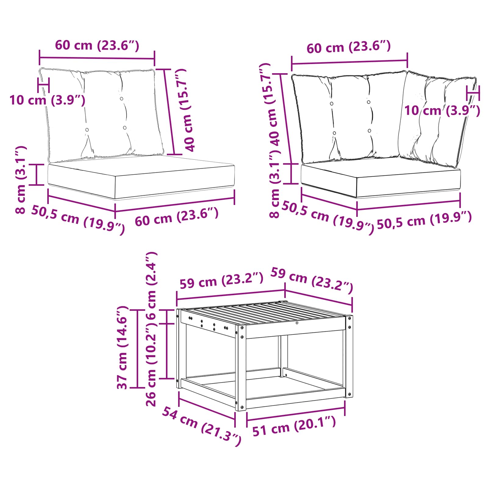 Set vanjskih sofa s jastukom 11 pcs Prirodna i crna