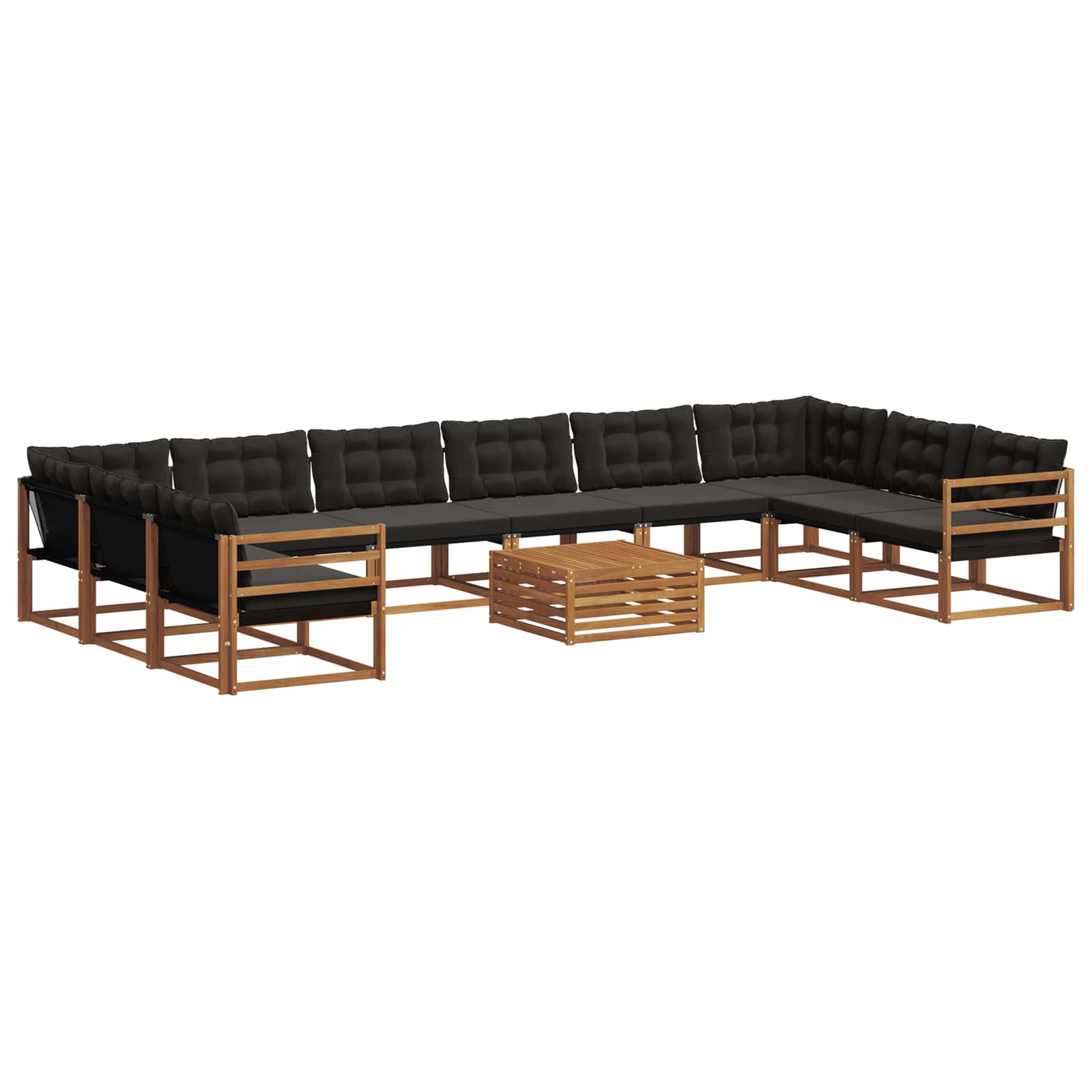 Set vanjskih sofa s jastukom 11 pcs Prirodna i crna
