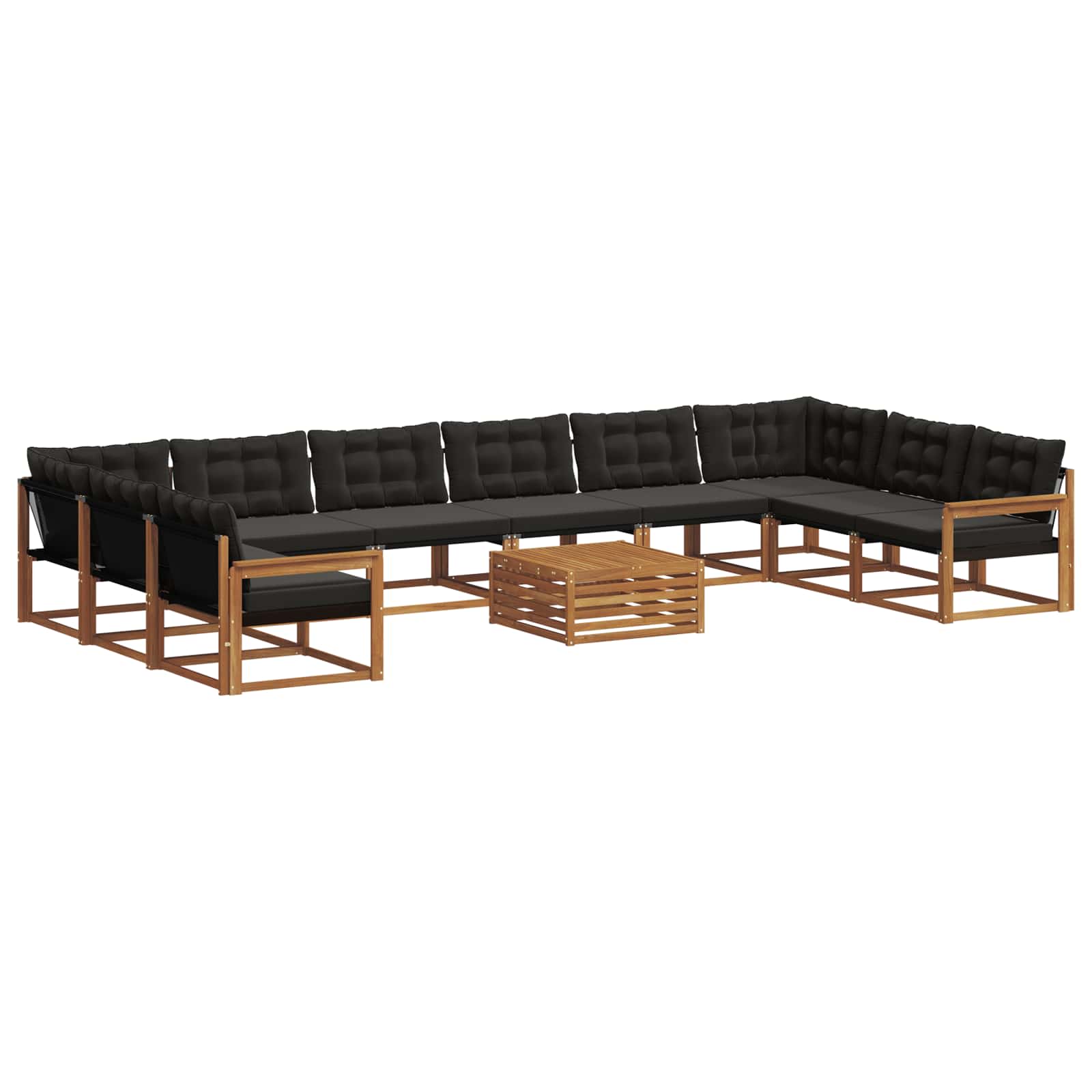 Set vanjskih sofa s jastukom 11 pcs Prirodna i crna