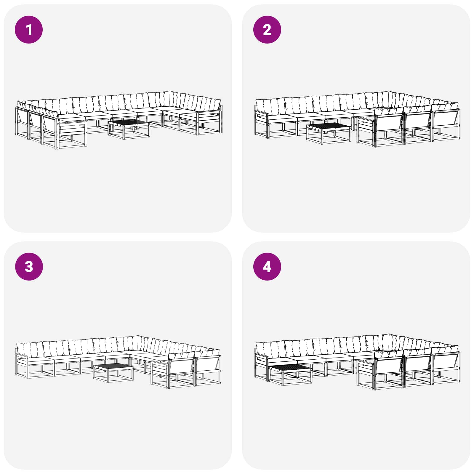 Set vanjskih sofa s jastukom 11 pcs Prirodna i crna