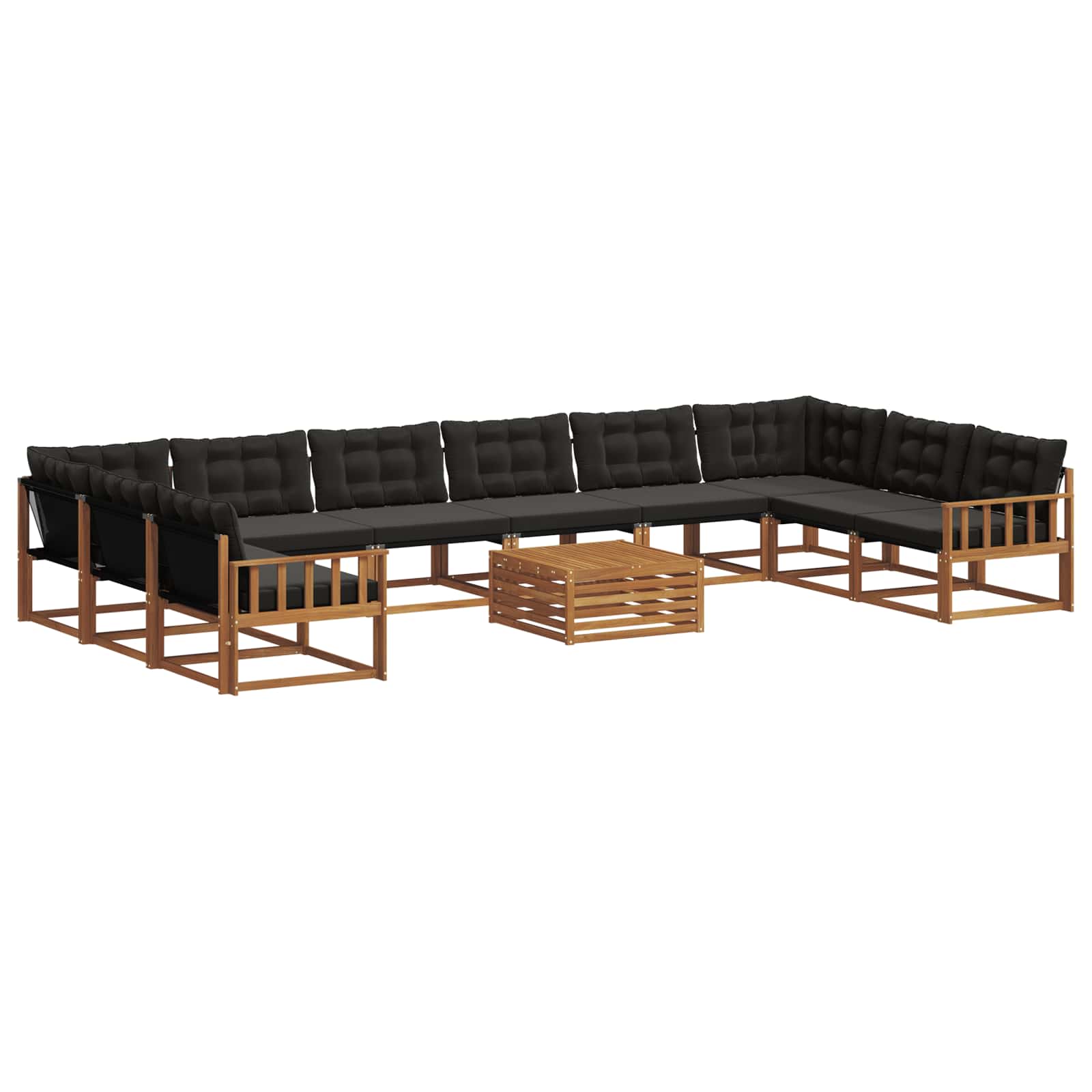 Set vanjskih sofa s jastukom 11 pcs Prirodna i crna