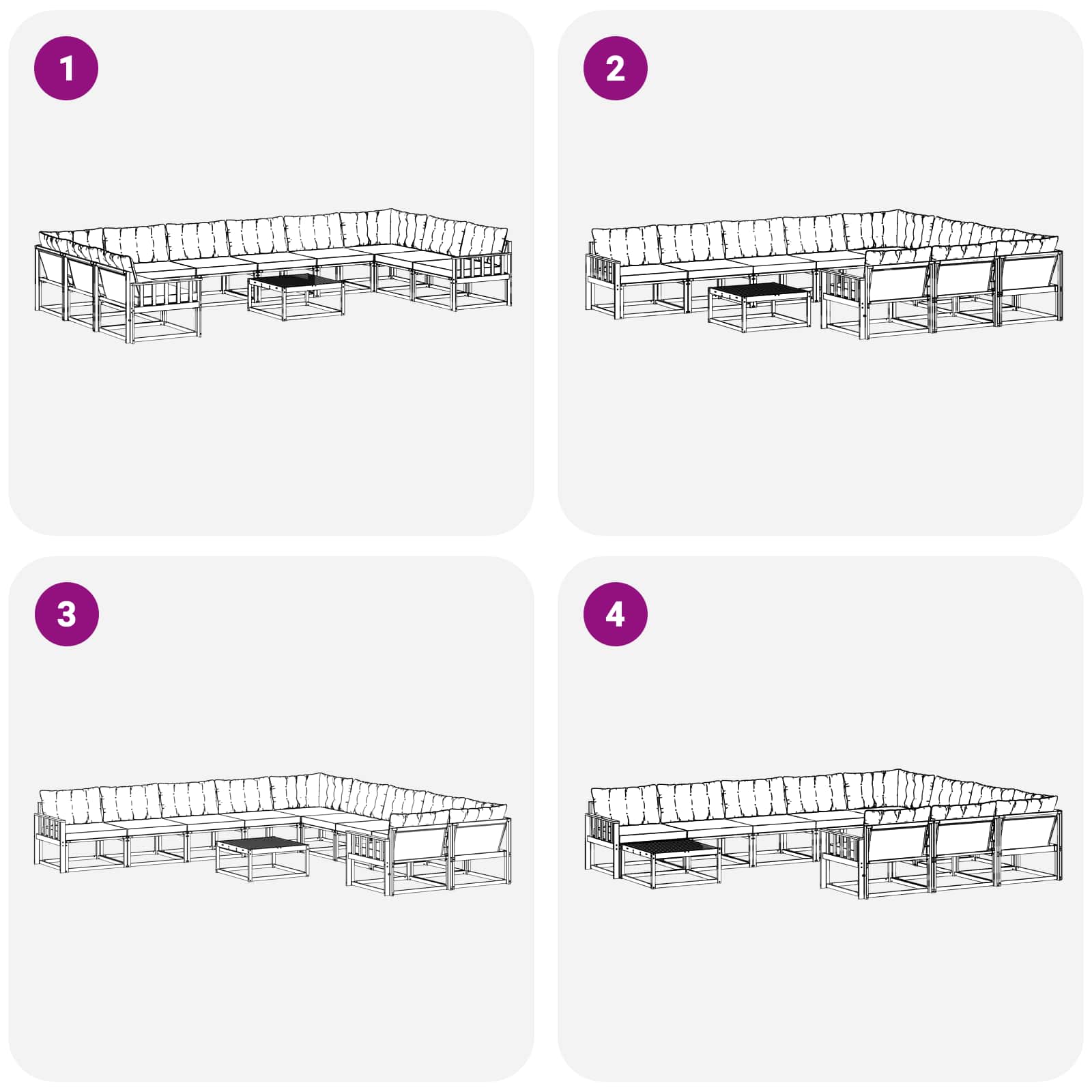 Set vanjskih sofa s jastukom 11 pcs Prirodna i crna