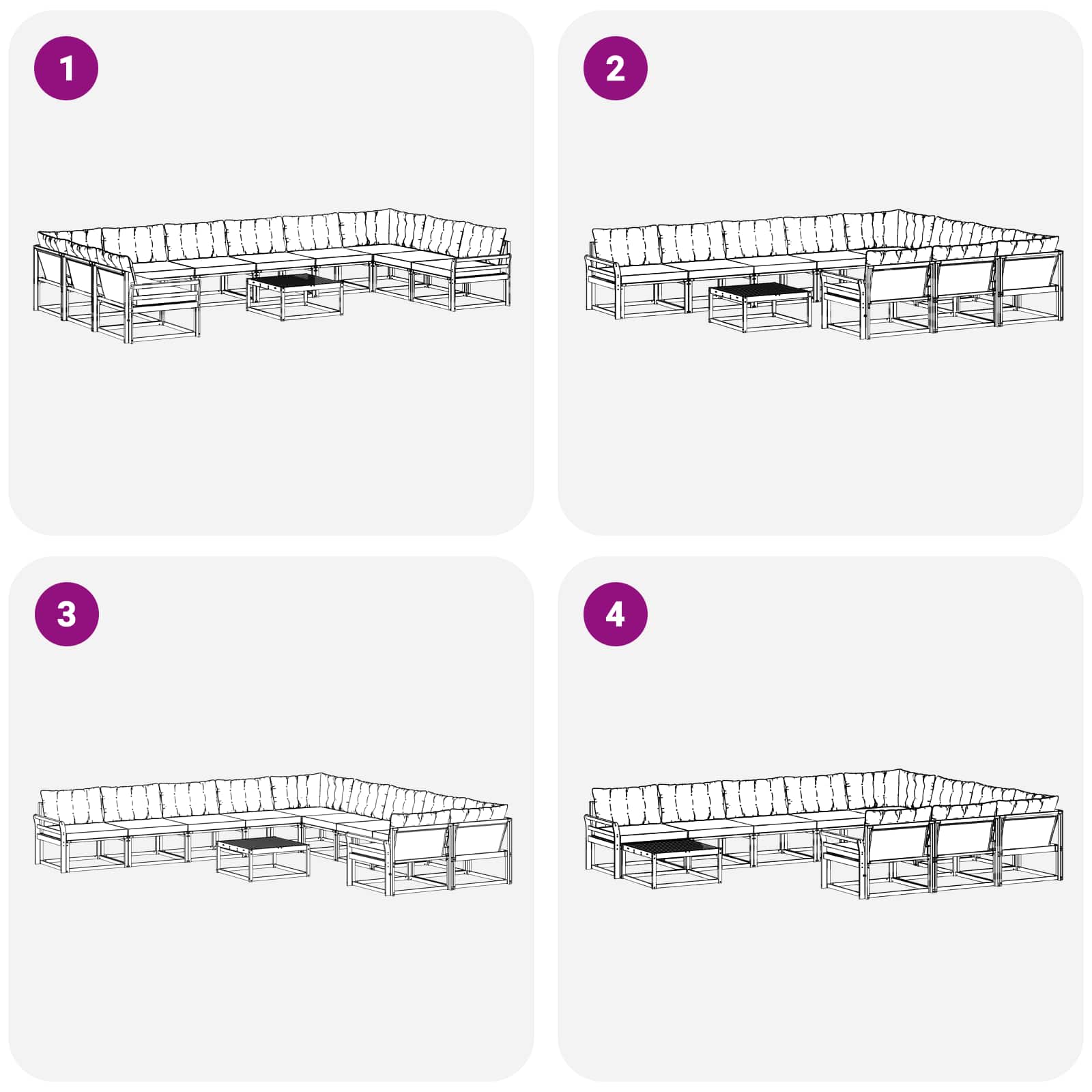 Set vanjskih sofa s jastukom 11 pcs Prirodna i crna