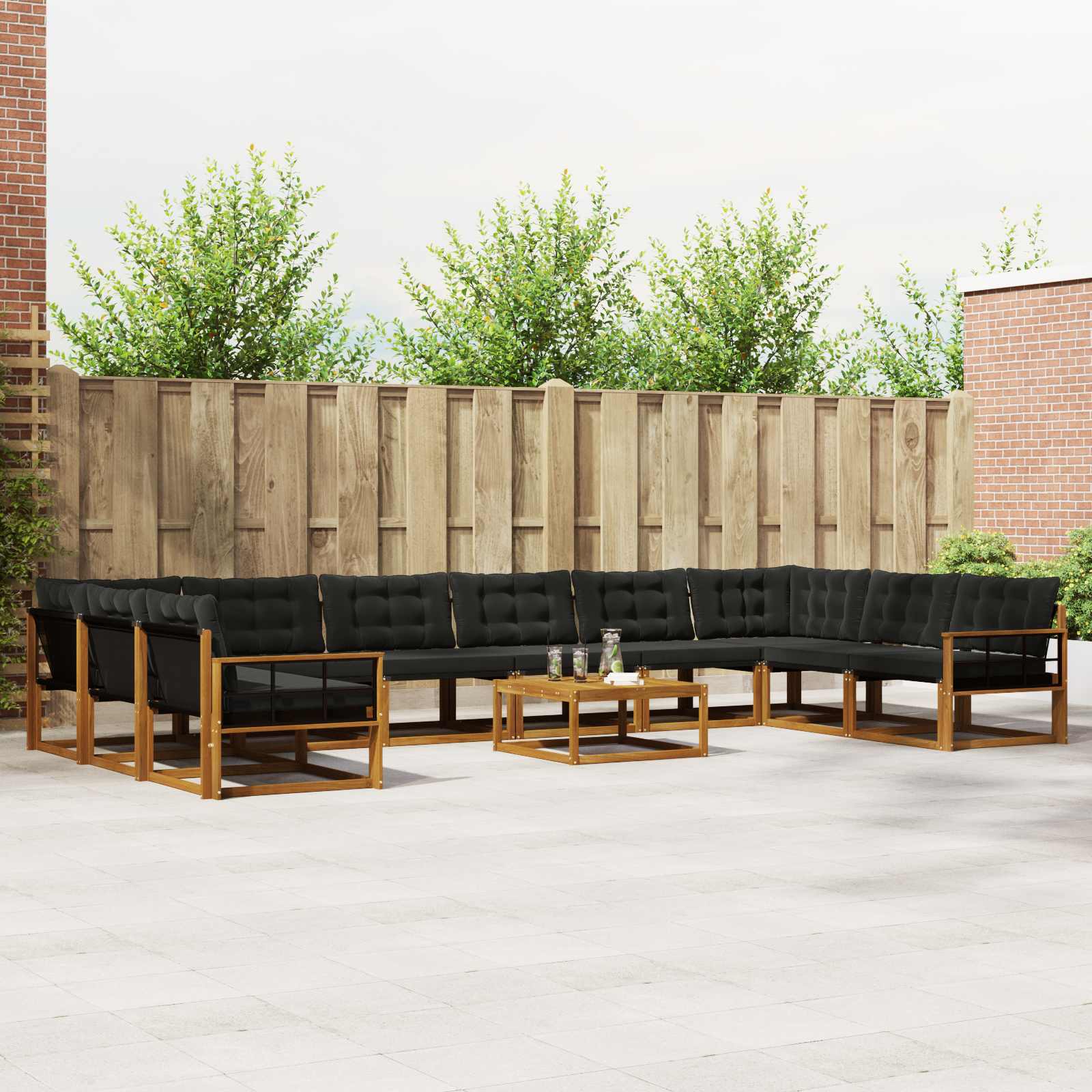 Set vanjskih sofa s jastukom 11 pcs Prirodna i crna