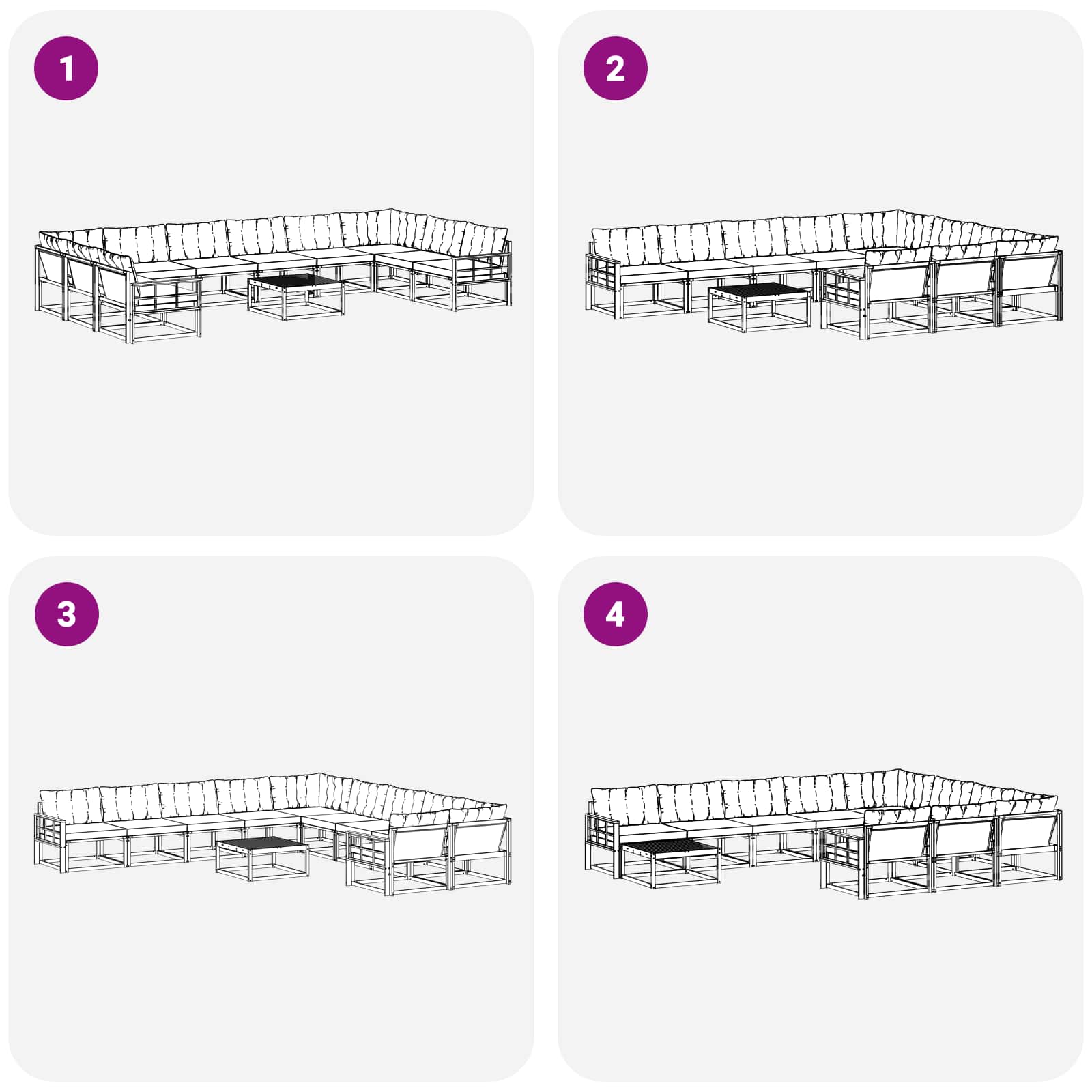 Set vanjskih sofa s jastukom 11 pcs Prirodna i crna