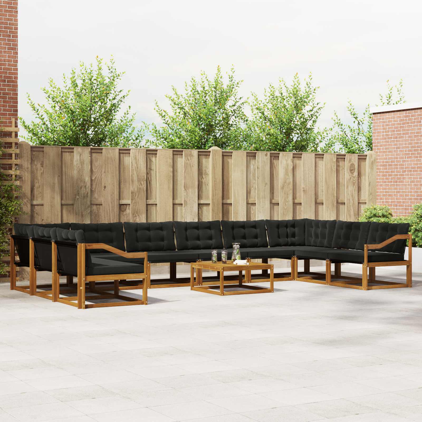 Set vanjskih sofa s jastukom 11 pcs Prirodna i crna
