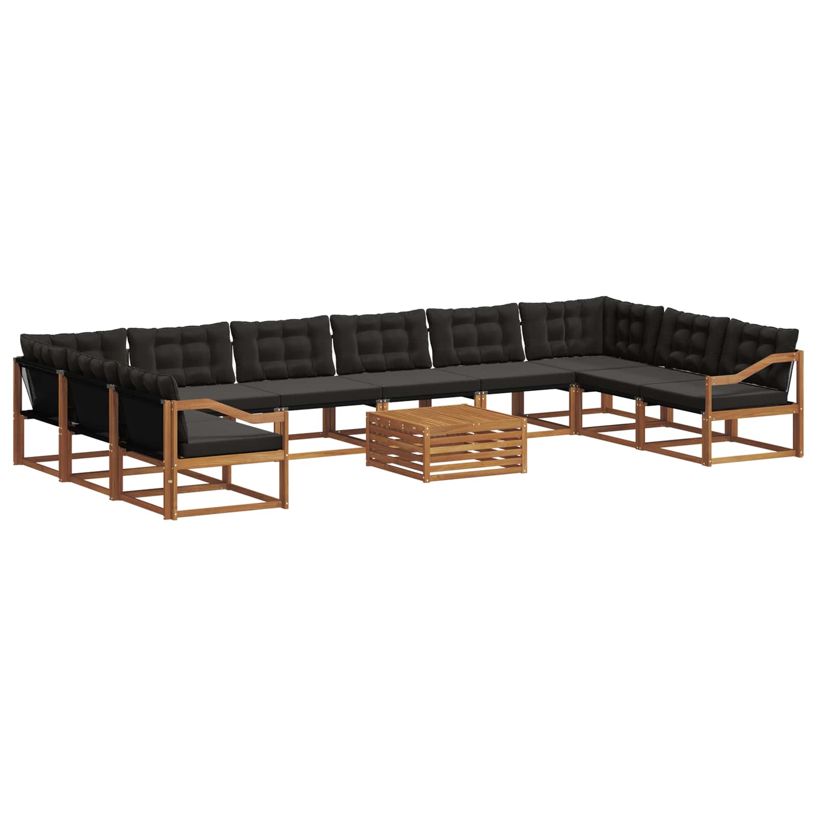 Set vanjskih sofa s jastukom 11 pcs Prirodna i crna