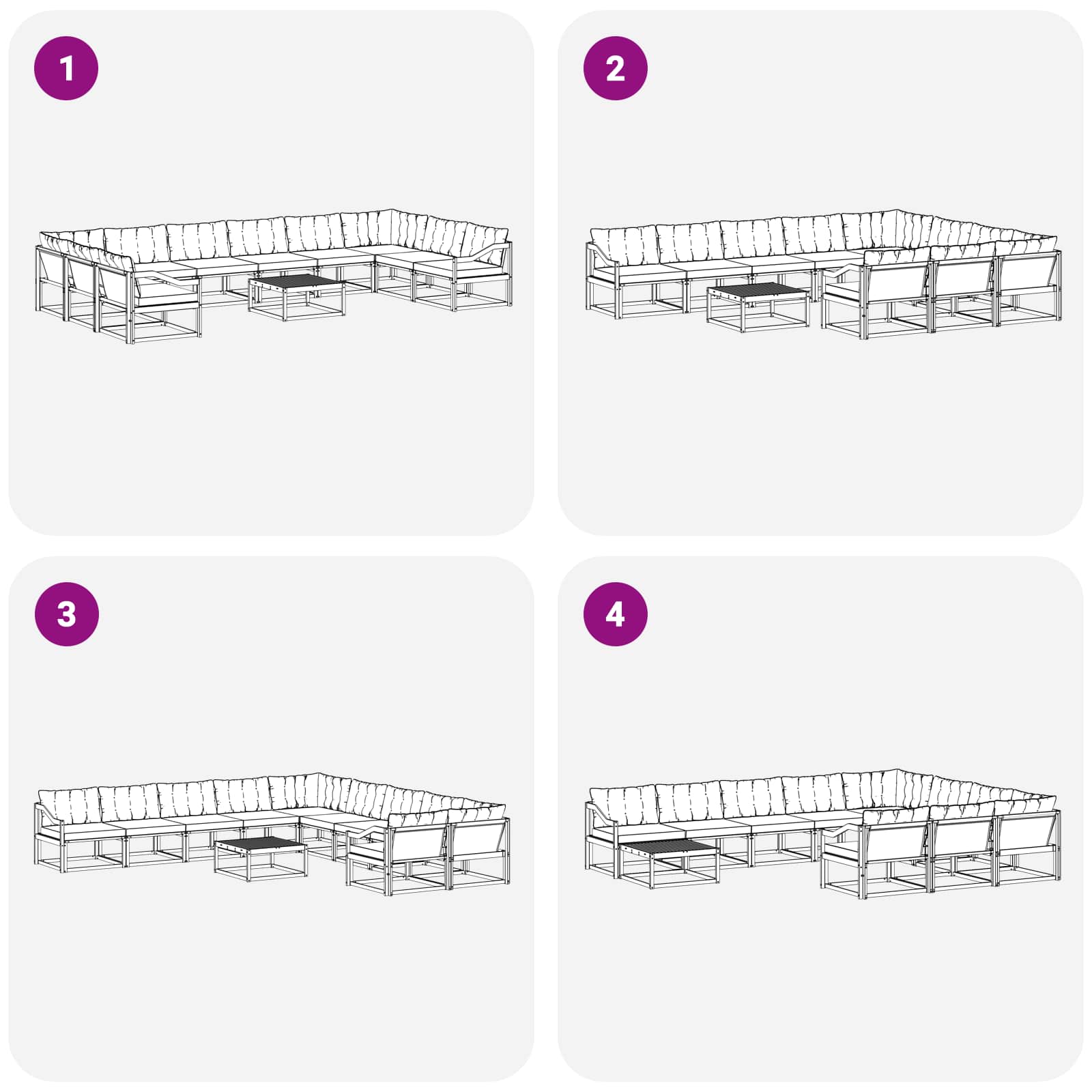 Set vanjskih sofa s jastukom 11 pcs Prirodna i crna