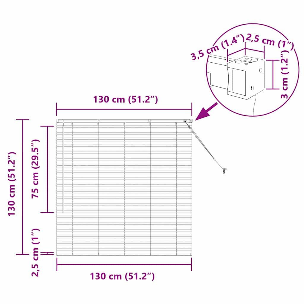 Venecijanski zastore Crna 130 x 130 cm Aluminij