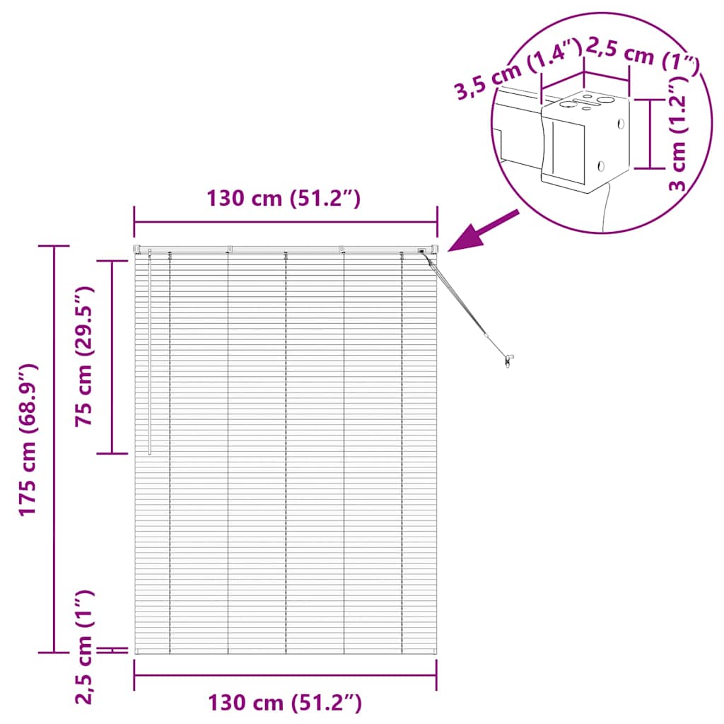 Venecijanski zastore Crna 175 x 130 cm Aluminij