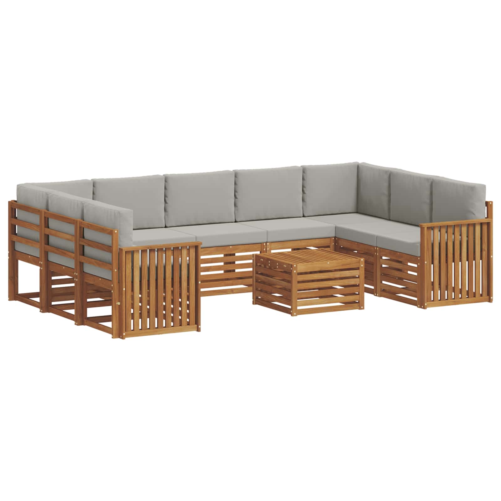 Setovi sofa 10 pcs Prirodna i svijetlo siva Čvrsto drvo akacije