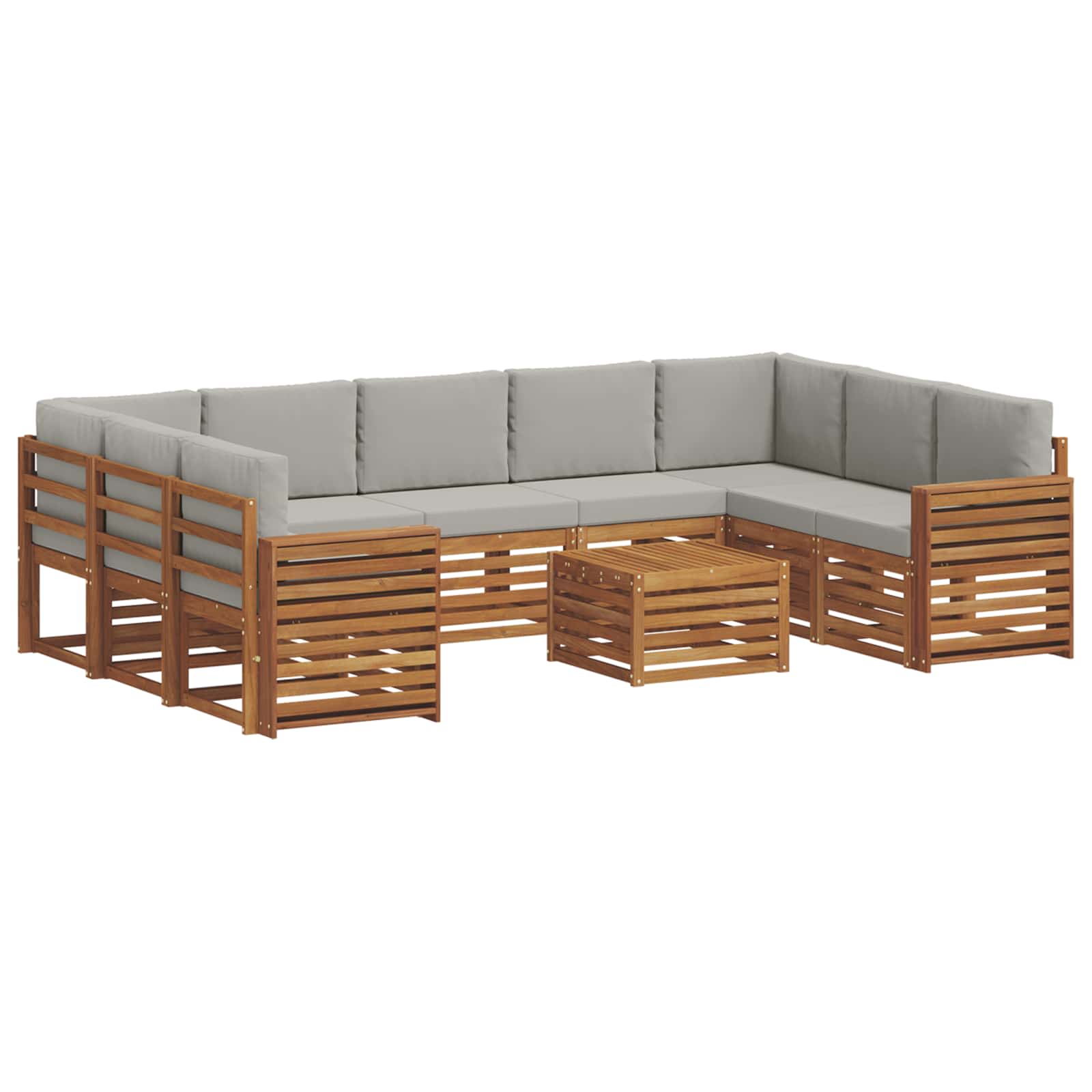 Setovi sofa 10 pcs Prirodna i svijetlo siva Čvrsto drvo akacije
