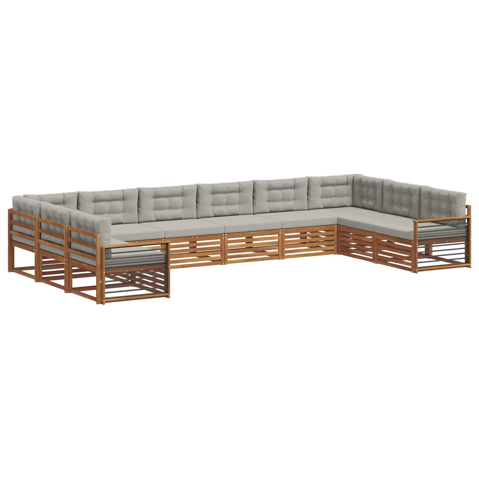 Setovi sofa 10 pcs Prirodna i svijetlo siva Čvrsto drvo akacije