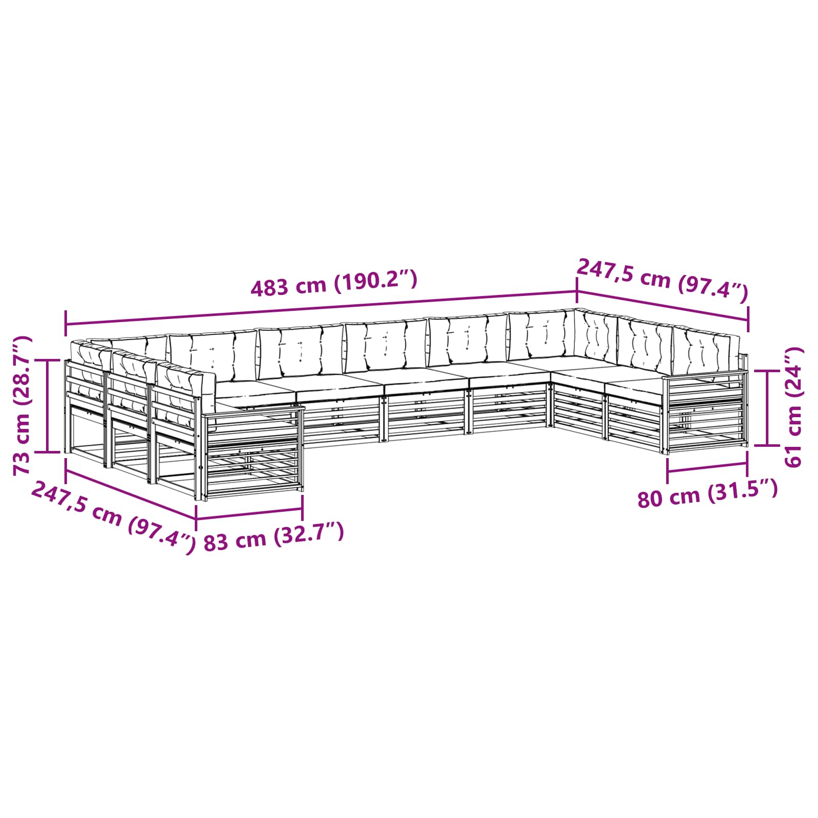 Setovi sofa 10 pcs Prirodna i svijetlo siva Čvrsto drvo akacije