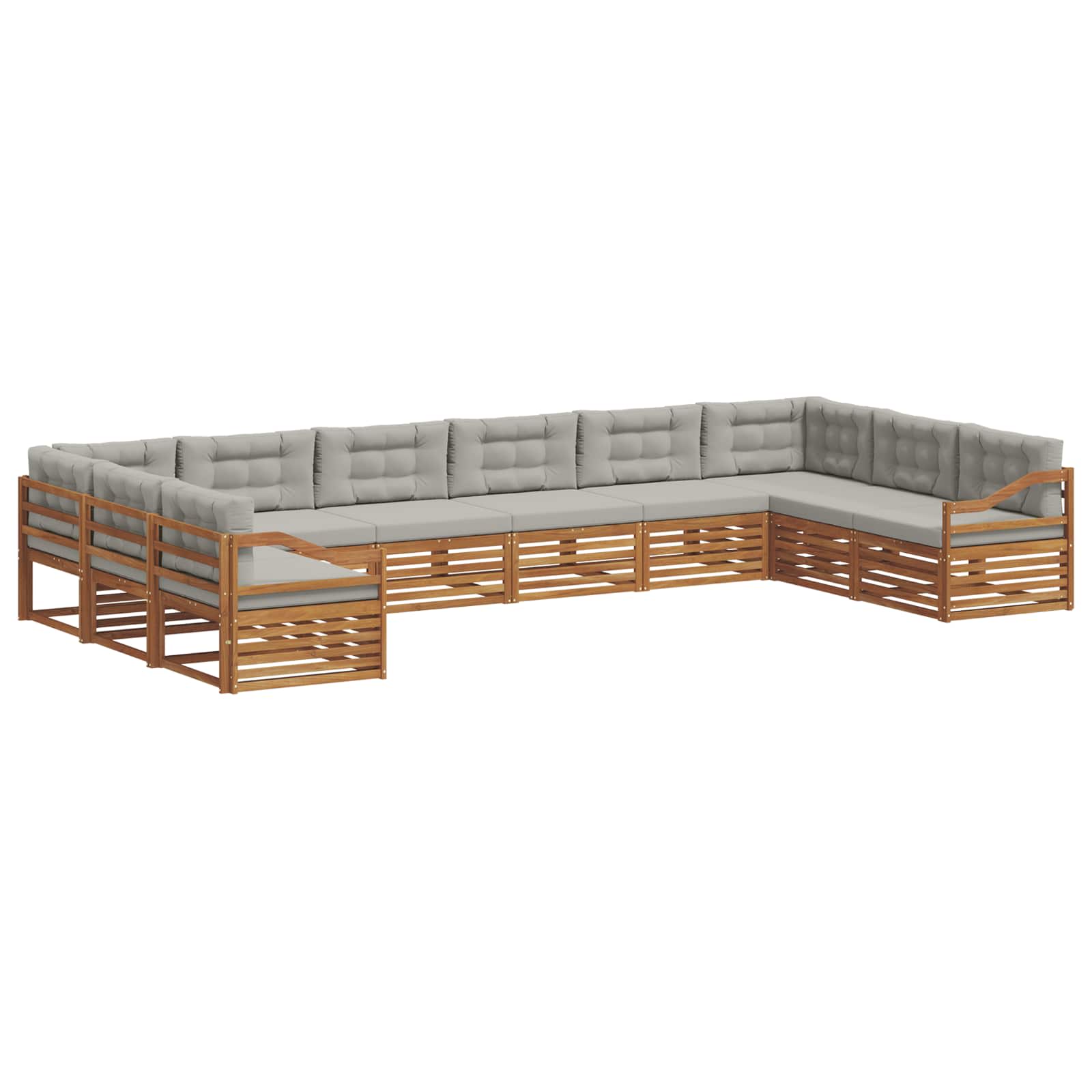 Setovi sofa 10 pcs Prirodna i svijetlo siva Čvrsto drvo akacije