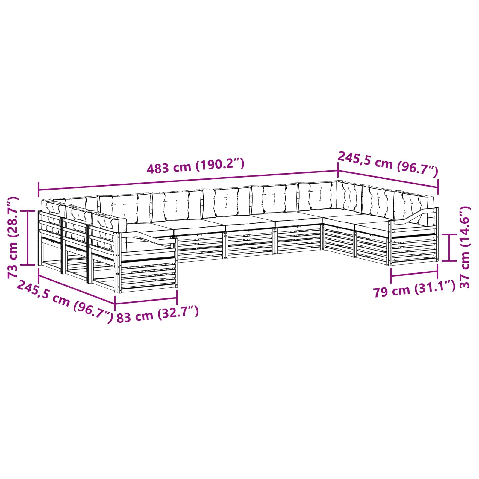 Setovi sofa 10 pcs Prirodna i svijetlo siva Čvrsto drvo akacije