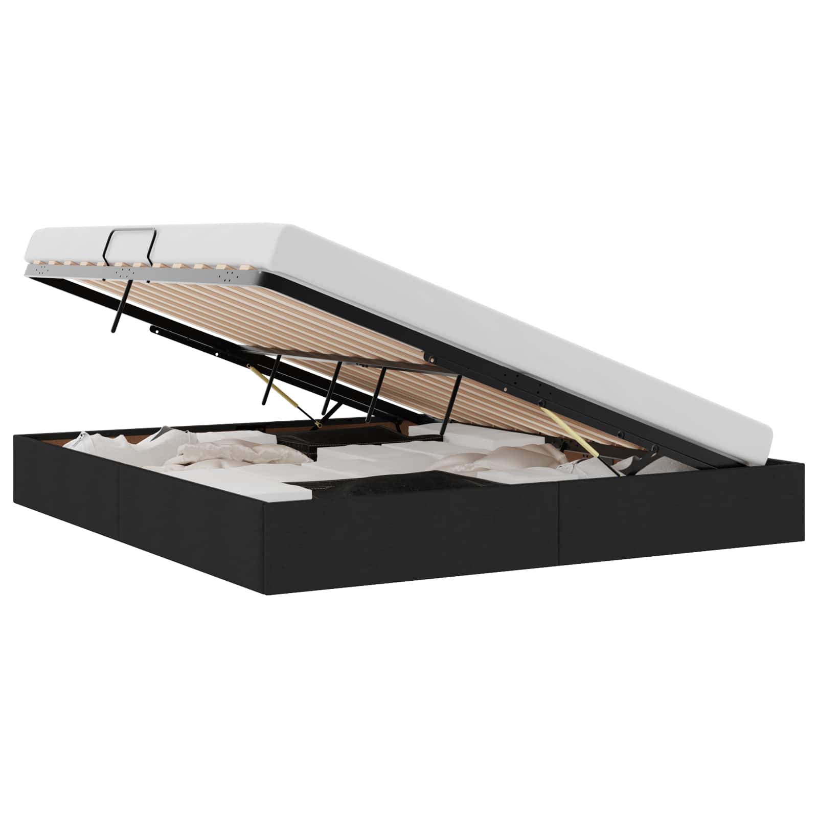 Krevet s od storage s uzglavljem Crna 180 x 200 cm tkanina