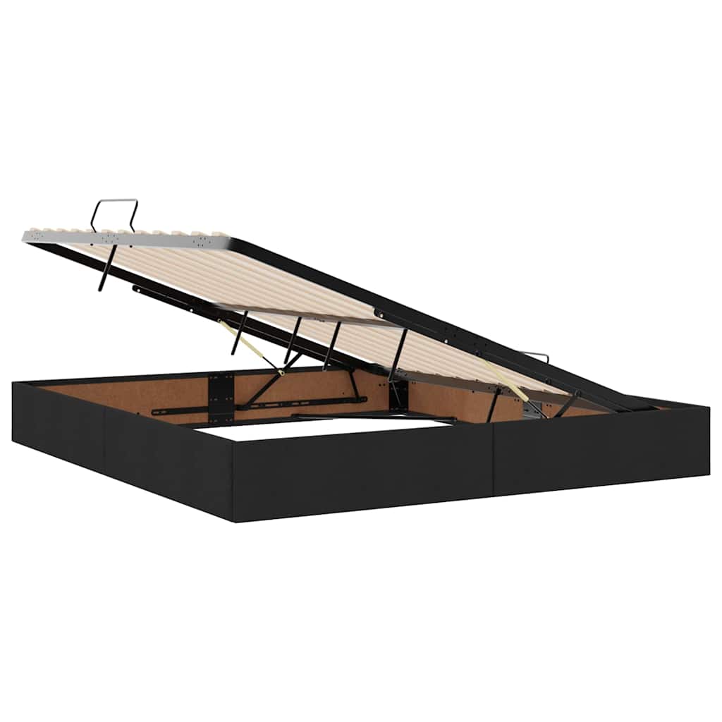 Krevet s od storage s uzglavljem Crna 180 x 200 cm tkanina