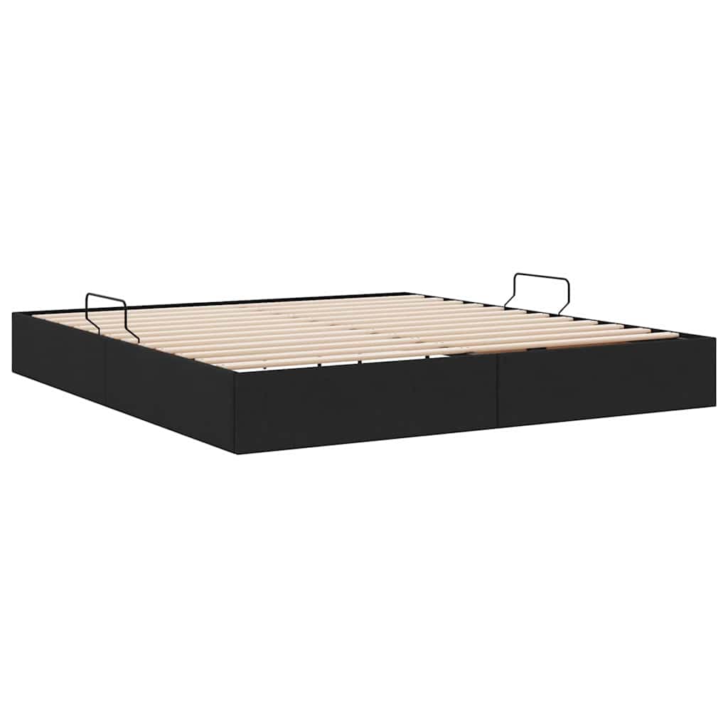 Krevet s od storage s uzglavljem Crna 180 x 200 cm tkanina