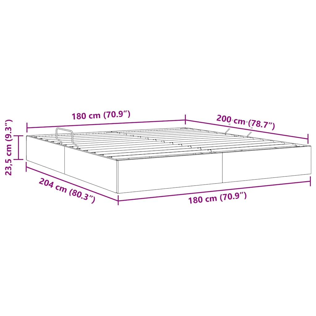 Krevet s od storage s uzglavljem Crna 180 x 200 cm tkanina
