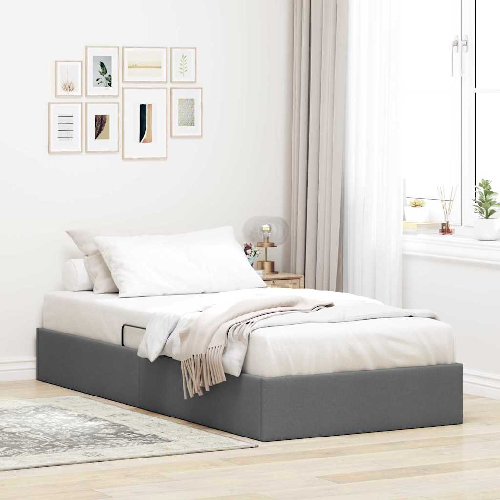 Krevet s od storage s madracem Tamno siva 203 x 100 cm tkanina