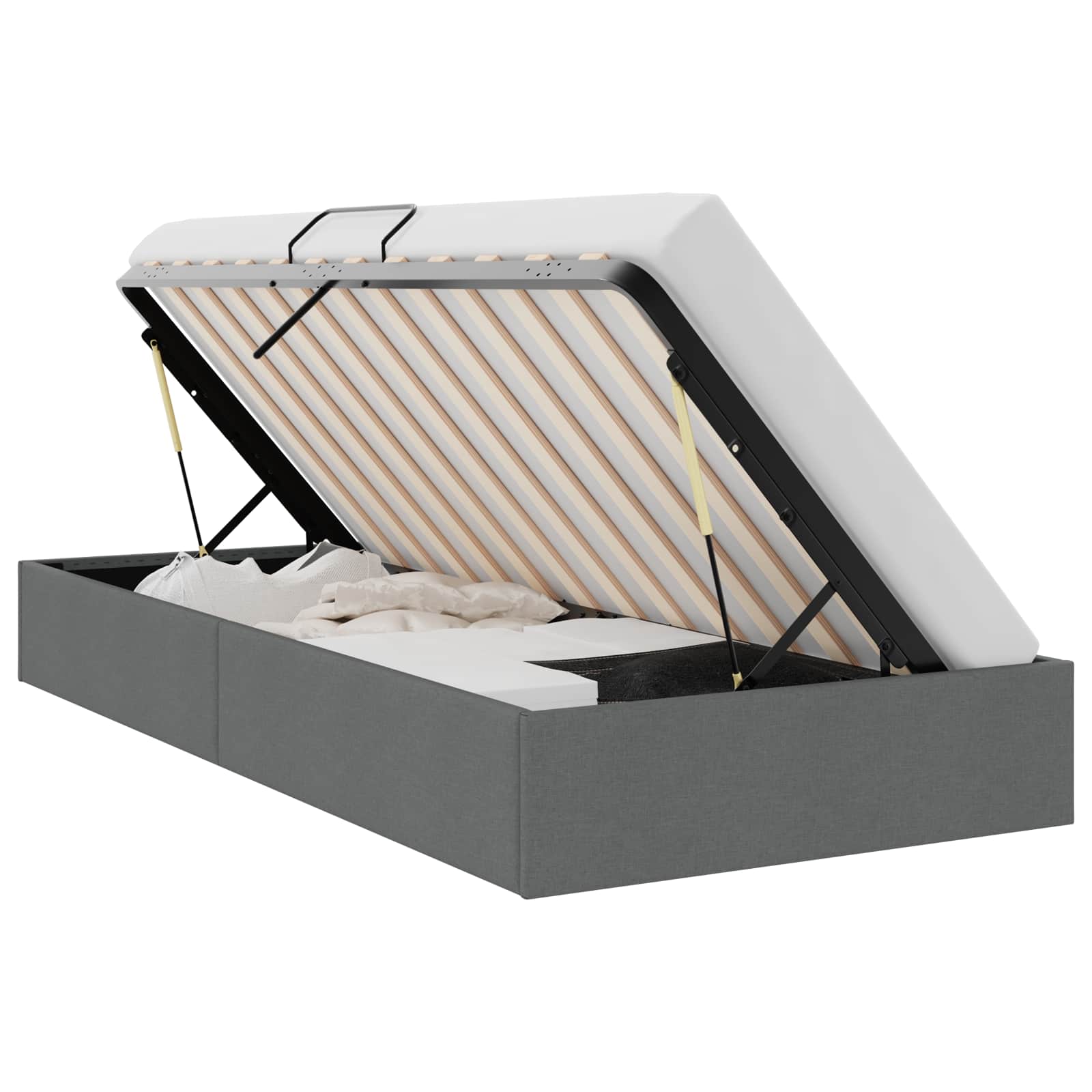 Krevet s od storage s madracem Tamno siva 203 x 100 cm tkanina