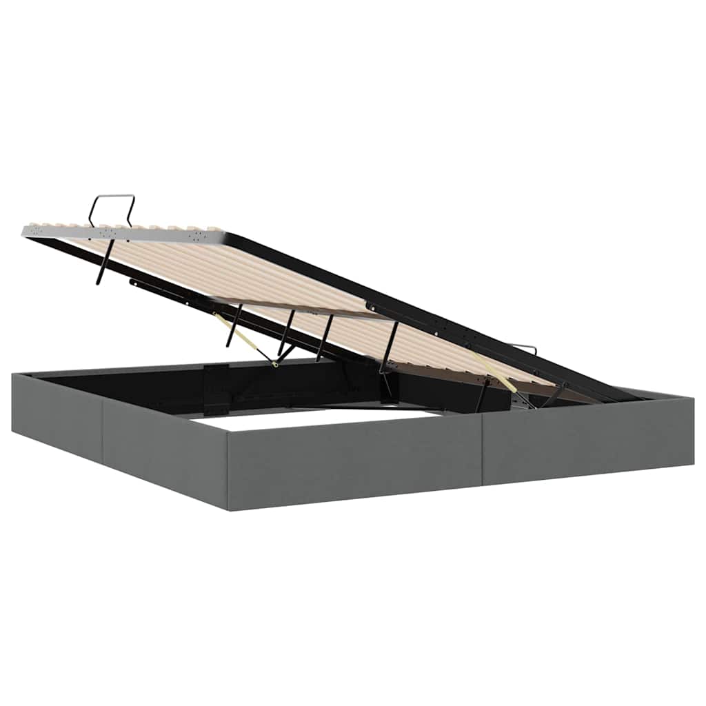 Krevet s od storage s madracem Tamno siva 193 x 203 cm tkanina