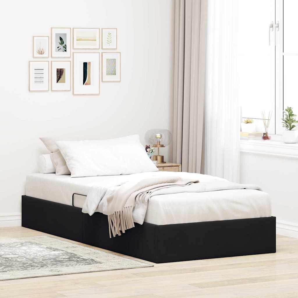 Krevet s od storage s uzglavljem Crna 90 x 190 cm Baršun