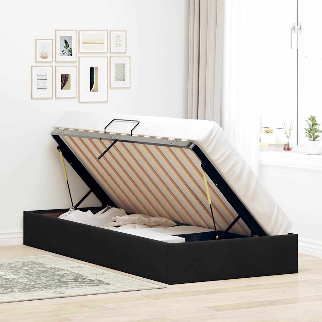 Krevet s od storage s uzglavljem Crna 90 x 190 cm Baršun