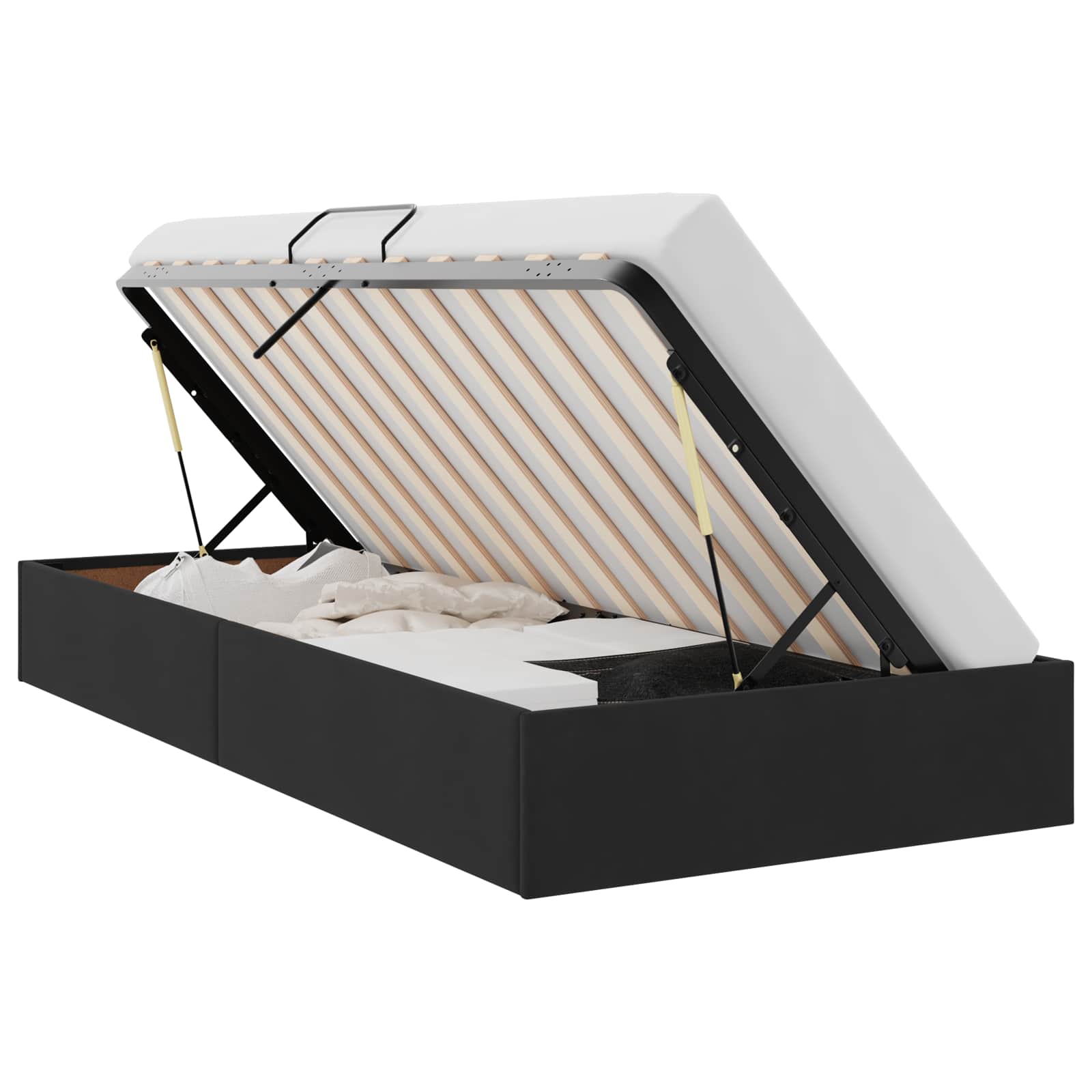 Krevet s od storage s uzglavljem Crna 90 x 190 cm Baršun