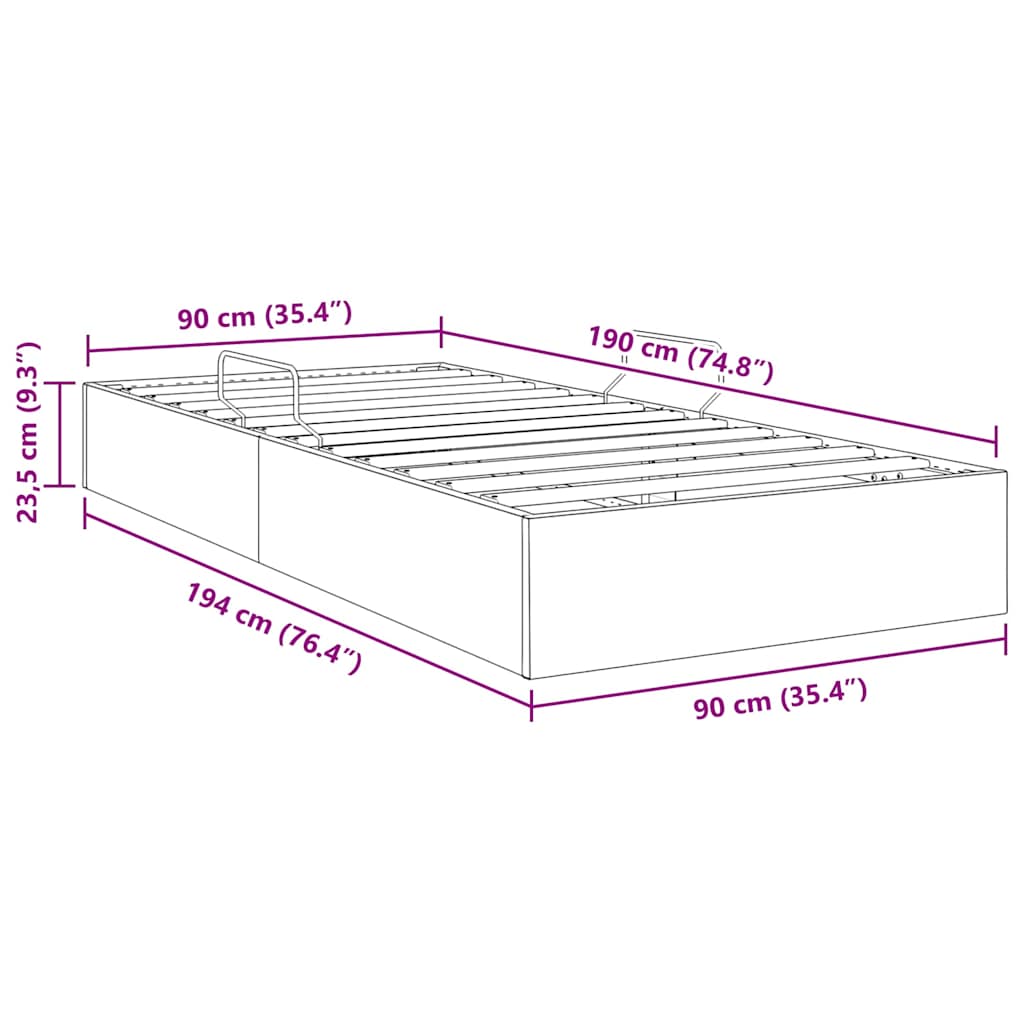 Krevet s od storage s uzglavljem Crna 90 x 190 cm Baršun