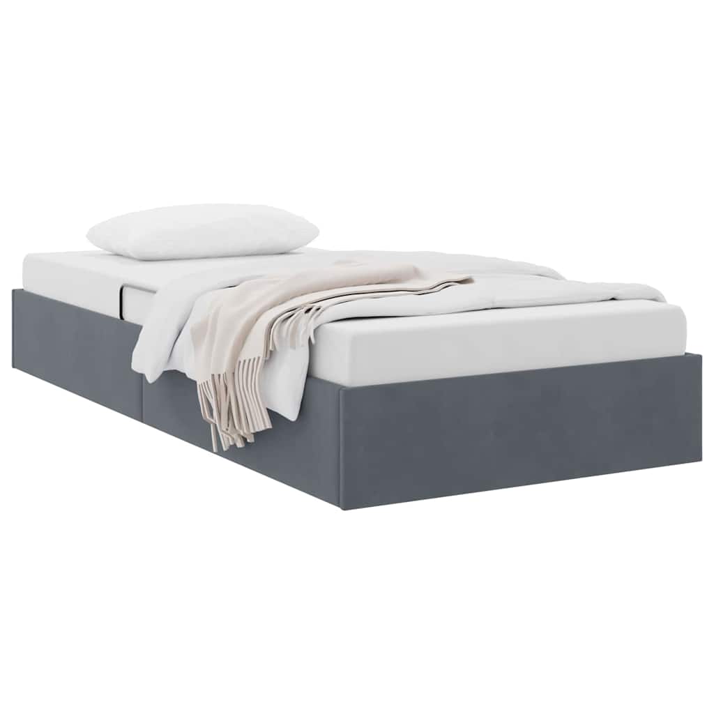 Krevet s od storage s madracem Tamno siva 100 x 190 cm Baršun