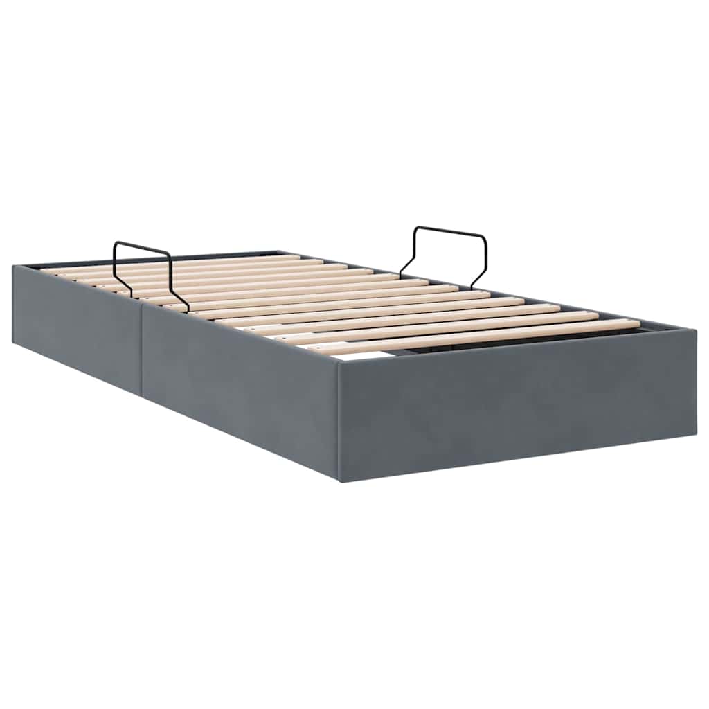 Krevet s od storage s madracem Tamno siva 100 x 203 cm Baršun