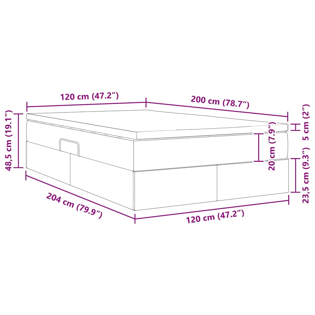 Krevet s madracem i skladištem Crna 120 x 200 cm Poliester