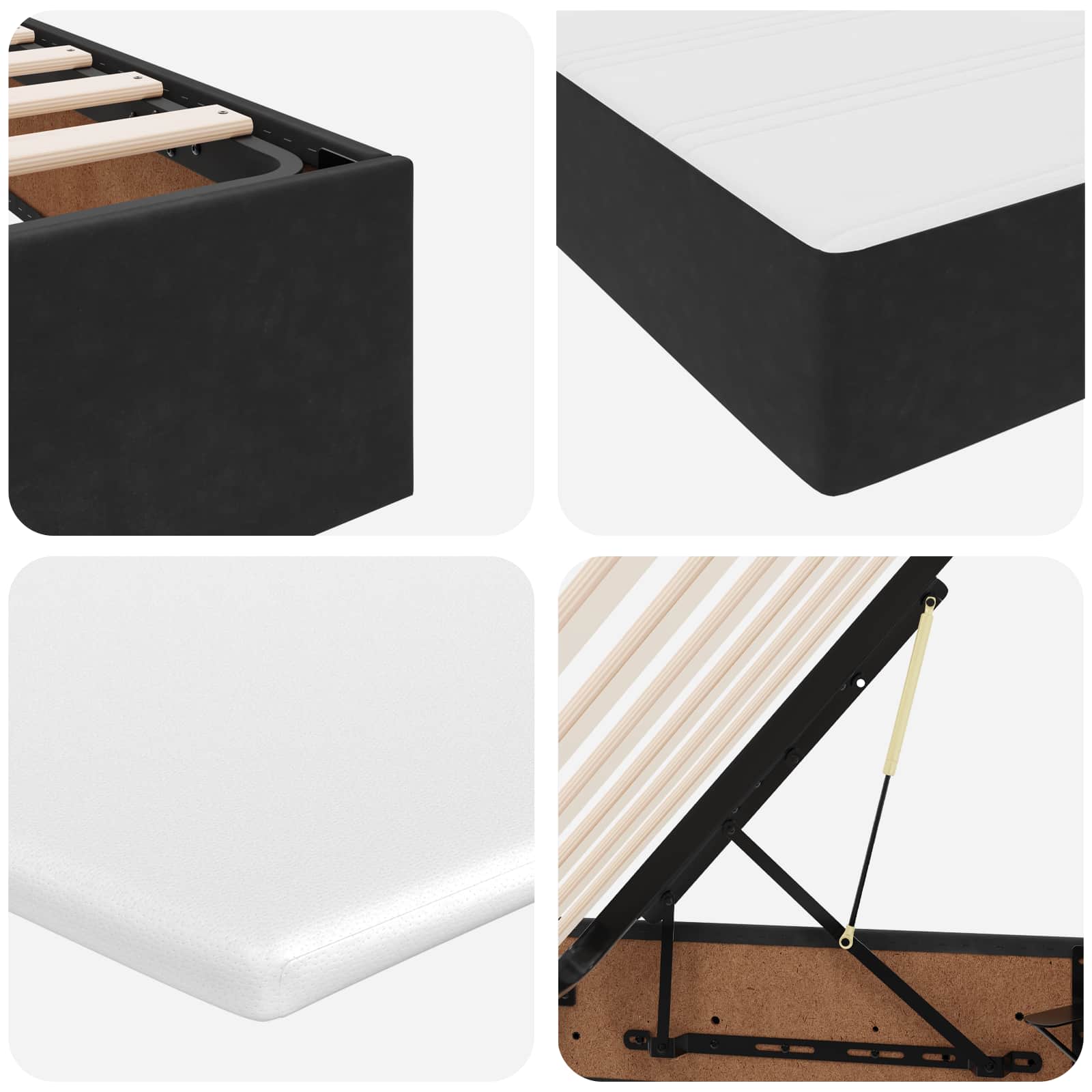 Krevet s madracem i skladištem Crna 100 x 200 cm Baršun