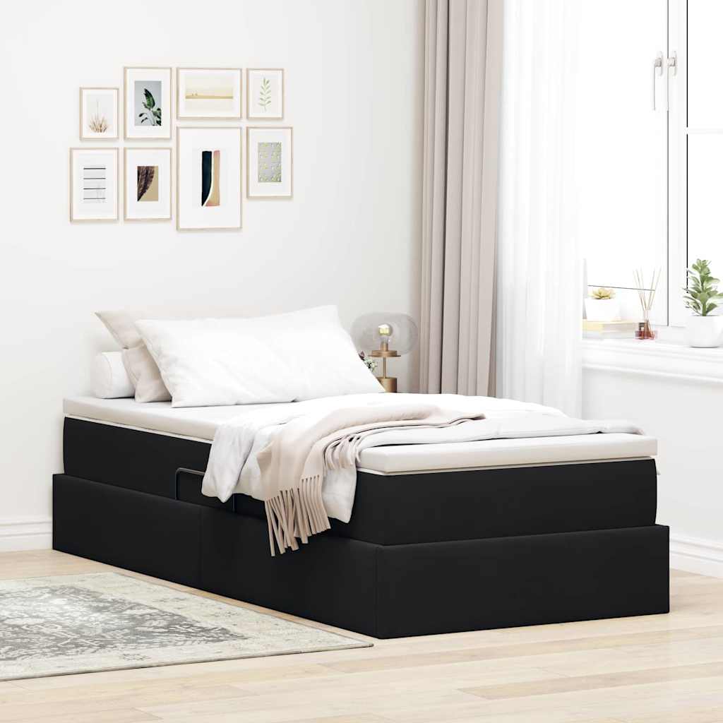 Krevet s madracem i skladištem Crna 100 x 200 cm Baršun