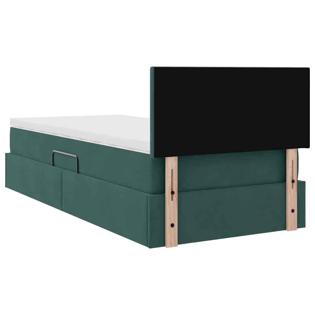 Krevet s od storage s madracem Tamnozelena 90 x 190 cm Baršun